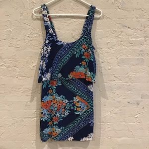 Anthropologie Maeve Navy Floral Tisana Sleeveless Dress Size 4